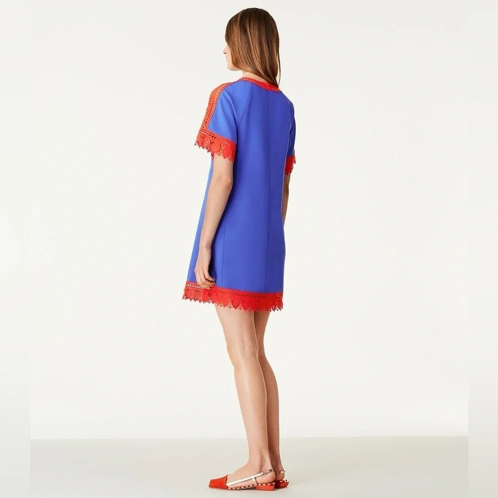 Tory Burch Marisa Lace Crochet Trim Runway Shift Dress Size 8